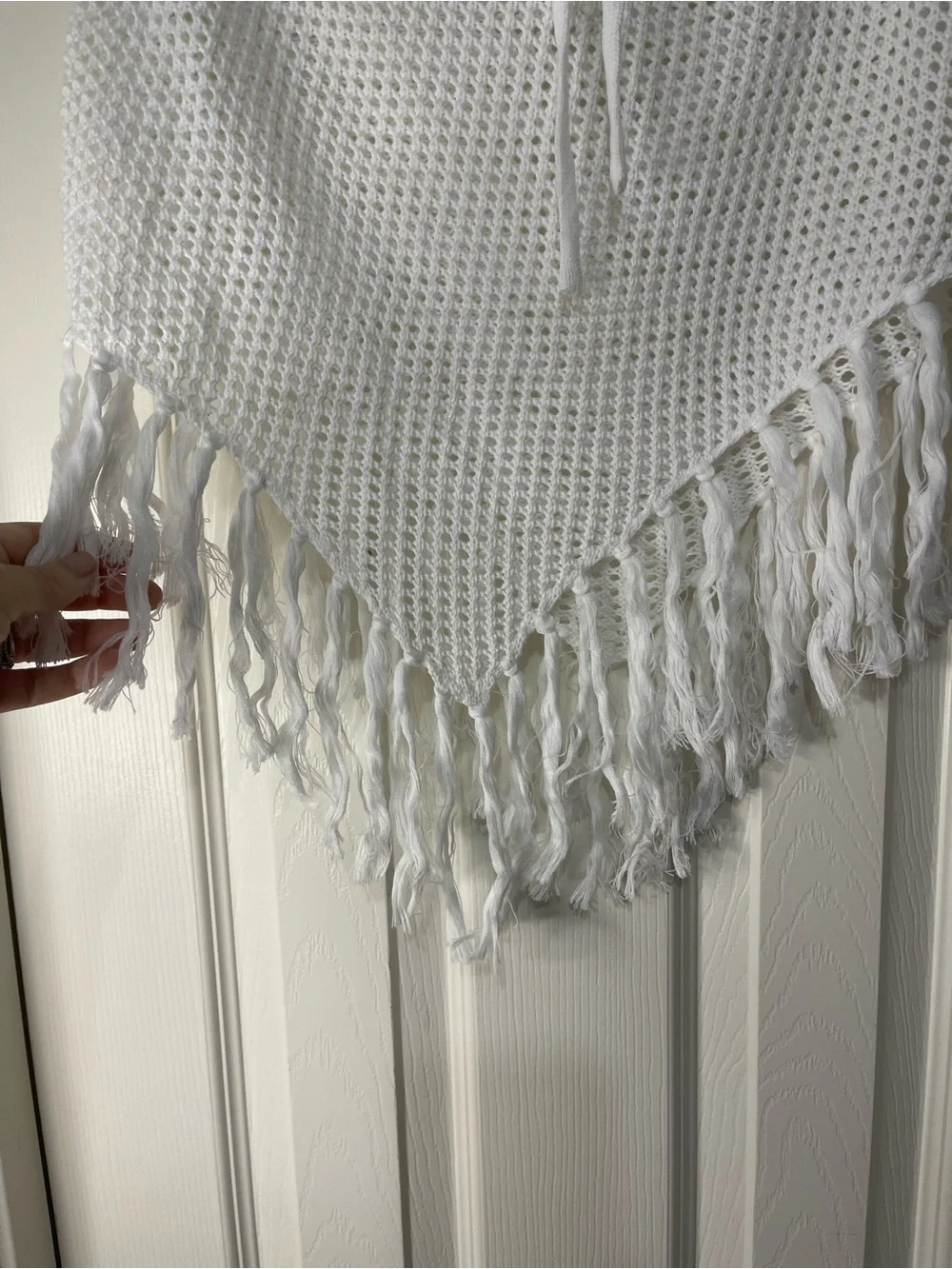 Cupshe Bohemian White Crochet Knit 2 Piece Swim Fringe Coverup size Medium